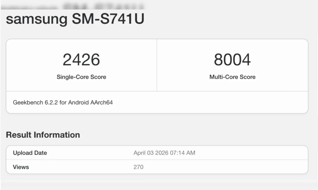 Galaxy S26 Fe Geekbench
