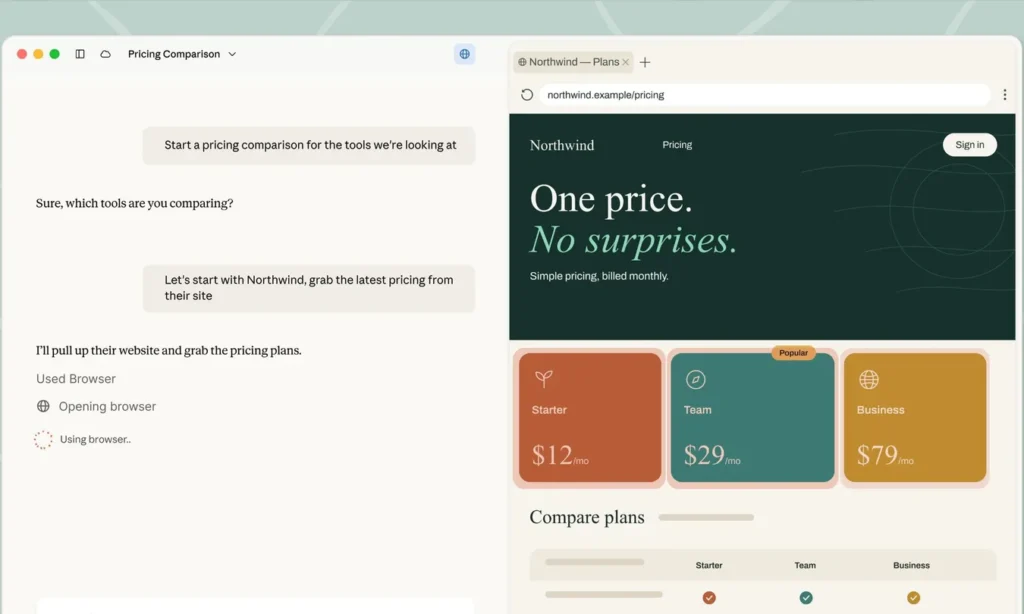 Claude Cowork browser