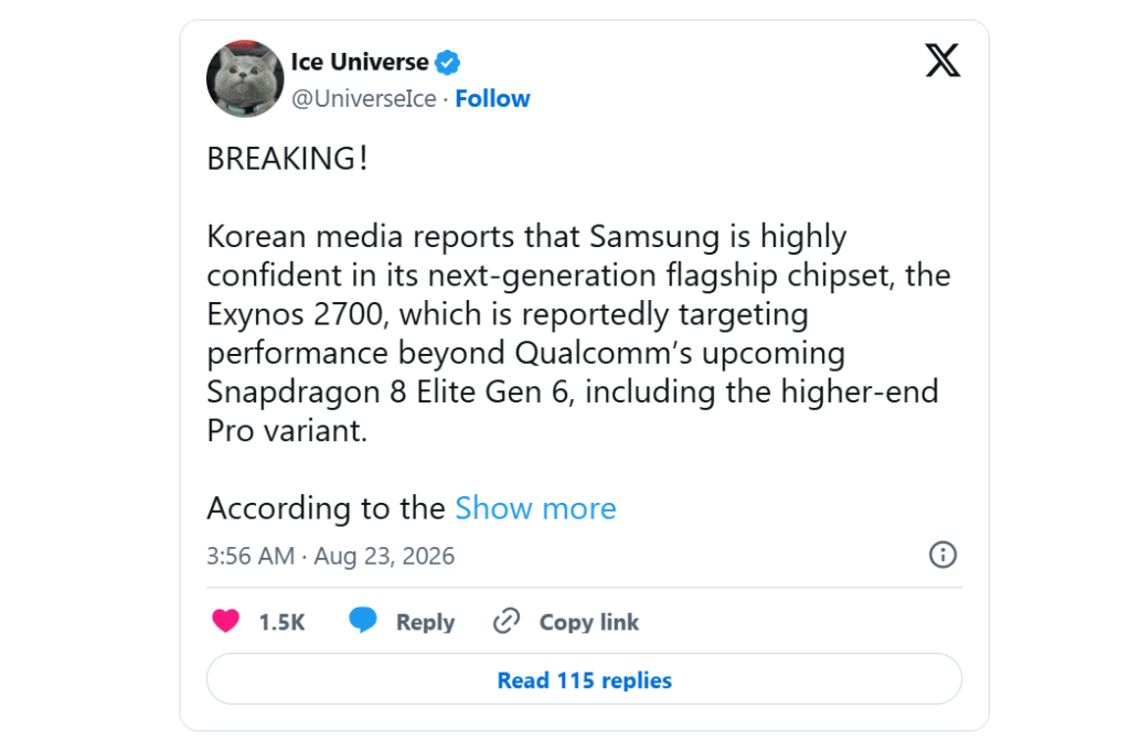 Exynos 2700 vs Snapdragon 8 Elite Gen 6