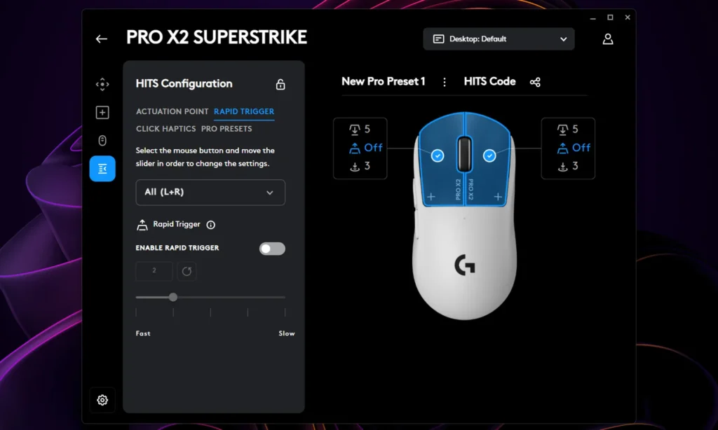 Logitech PRO X2 SUPERSTRIKE configuration